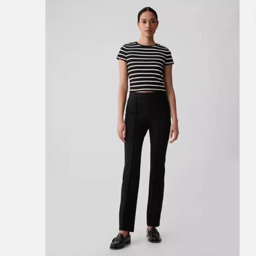 GAP Kick Crop PONTE Black Comfort Stretch Trouser Crease Pants sz 8 PETITE RT$70